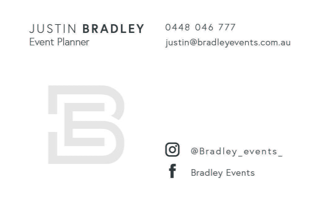 Bradley events business card back